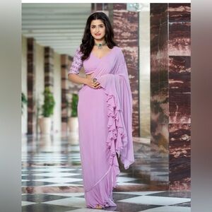 Lavender Pre Draped Saree